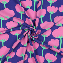 Load image into Gallery viewer, EcoVero Viscose Fabric with Poppies print shown with central swirl
