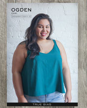 Load image into Gallery viewer, True Bias Ogden Cami Sizes 14-30 Packaging displays lady wearing v-neck camisole
