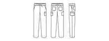 Load image into Gallery viewer, Line drawings of Rambler Pants: front, side and back views
