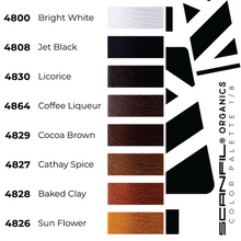 Load image into Gallery viewer, Scanfil organic cotton threads colour palette of similar tones

