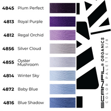 Load image into Gallery viewer, Scanfil organic cotton threads colour palette chart of similar shades with brand logo
