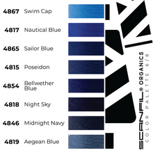 Load image into Gallery viewer, Scanfil organic cotton threads colour palette chart of similar shades with brand logo
