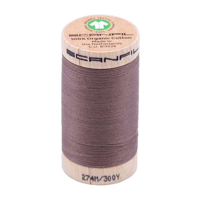 Wooden spool of Scanfil Organic Cotton sewing thread