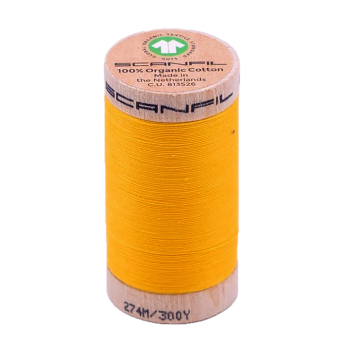 Wooden reel of organic cotton sewing thread