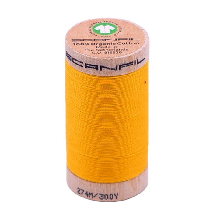 Wooden reel of organic cotton sewing thread