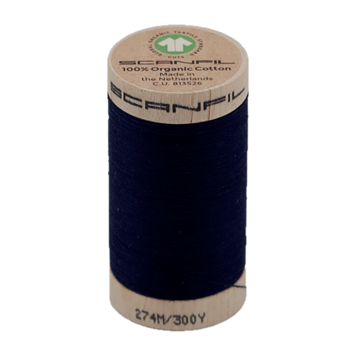 wooden spool of organic cotton sewing thread