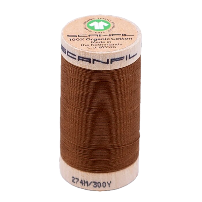 Wooden reel of organic cotton sewing thread
