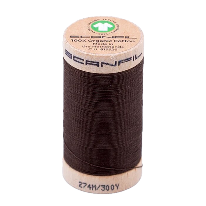Wooden spool of Scanfil Organic Cotton sewing thread
