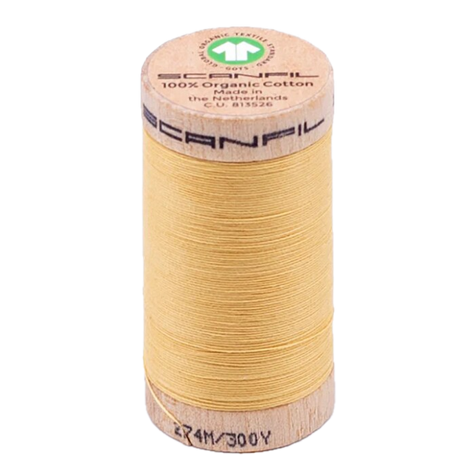 Wooden reel of organic cotton sewing thread