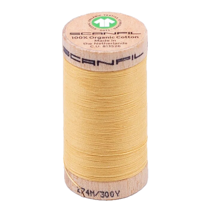 Wooden reel of organic cotton sewing thread