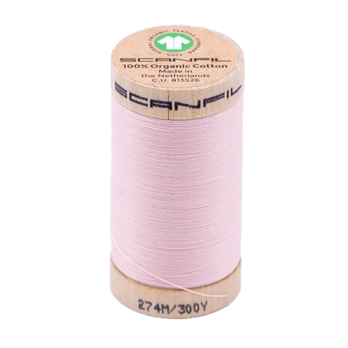 Wooden spool of Scanfil organic cotton sewing thread