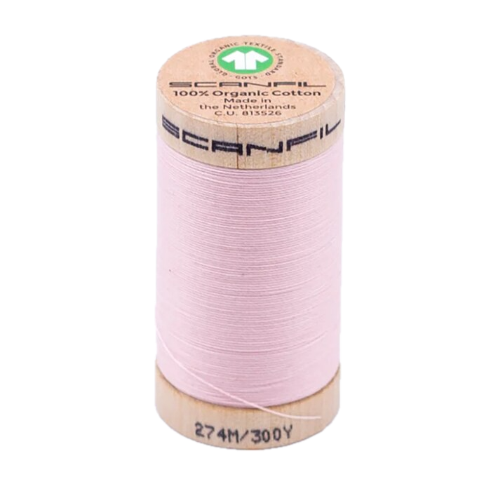 Wooden spool of Scanfil organic cotton sewing thread