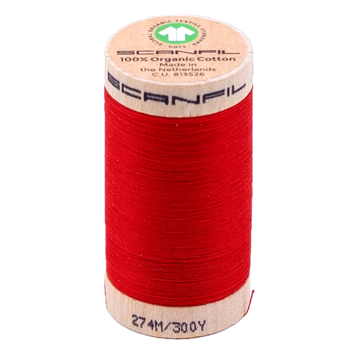 Wooden reel of organic cotton sewing thread
