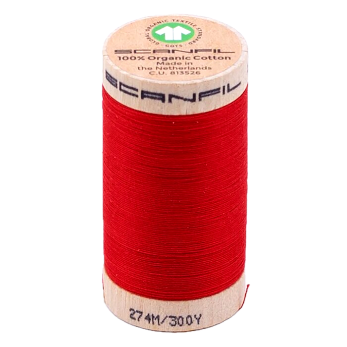 Wooden reel of organic cotton sewing thread