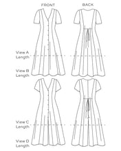 Load image into Gallery viewer, Line drawings of Shelby Dress and Romper, front and back views
