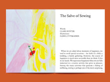 Load image into Gallery viewer, Magazine page with text &#39;The Salve of Sewing&#39; by Clare Hunter and Fanni Lyytikäinen.
