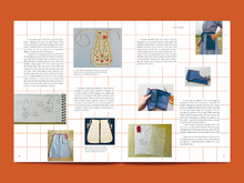 Load image into Gallery viewer, Two-page magazine spread features various images showing the history of pockets and pocket bags, interspersed amongst blocks of text.
