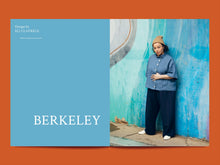 Load image into Gallery viewer, Magazine spread features the title: &quot;Berkeley&quot; alongside photo of lady wearing a button front short sleeved shirt
