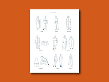 Load image into Gallery viewer, Page of fourteen line illustrations of various designs featured in TAUKO magazine issue 9
