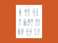 Load image into Gallery viewer, Line illustrations of people in various outfits; designs featured in the magazine
