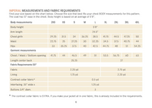 Load image into Gallery viewer, Wardrobe By Me Car Coat Measurements Chart in imperial measures
