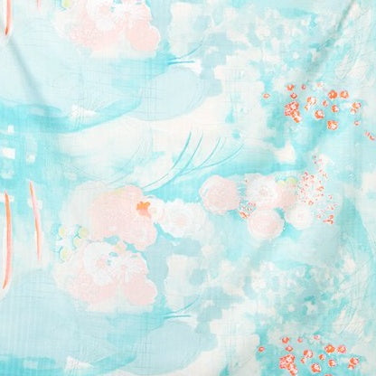 Organic Cotton Double Gauze fabric with floral sky design