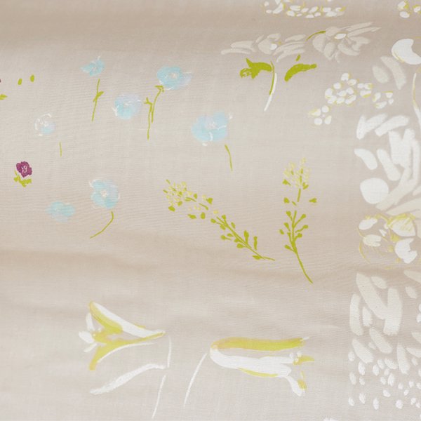 Watercolour print of flower stems on Organic Cotton Double Gauze fabric