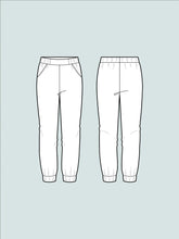 Load image into Gallery viewer, Technical line drawings of the Almost Long Trousers.
