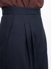 Load image into Gallery viewer, Close up of High Waisted Trousers, showing pocket and pleats by waistline
