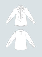 Load image into Gallery viewer, Line Drawing of Tie Bow Blouse

