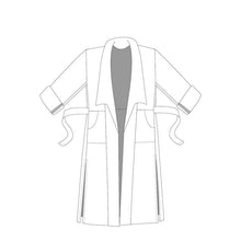 Load image into Gallery viewer, Line Drawing of Cambria Duster Sewing Pattern, front view.
