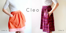 Load image into Gallery viewer, Two versions of the Cleo skirt in different lengths and fabric patterns
