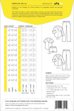 Load image into Gallery viewer, Carolyn Pajamas Envelope Back detail with fabric measurements chart

