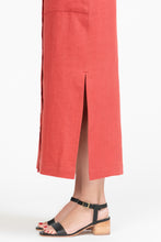 Load image into Gallery viewer, Close up of side split at skirt of Fiona Sundress
