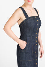 Load image into Gallery viewer, Close up front view of Fiona sundress shows a scoop pocket at waist level
