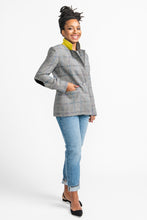 Load image into Gallery viewer, Lady wears Jasika Blazer with hand in pocket, collar up revealing a contrasting colour undercollar
