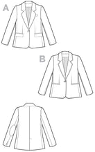 Load image into Gallery viewer, Technical drawings of Jasika Blazer options
