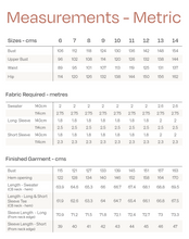 Load image into Gallery viewer, Metric Measures chart of Solar Tee and Sweater Sizes 6-14
