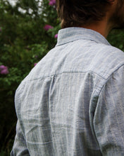 Load image into Gallery viewer, Back view of Fairfield button up shirt shows yoke.
