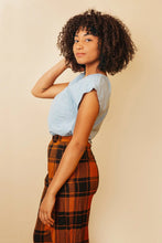 Load image into Gallery viewer, Side view of lady wearing a Square Neck top tucked into trousers
