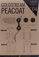 Load image into Gallery viewer, Goldstream Peacoat Sewing Pattern Packaging showing line drawings of two variations of the jacket, front and back views.

