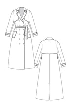 Load image into Gallery viewer, Line drawing of the Isla Trench coat.
