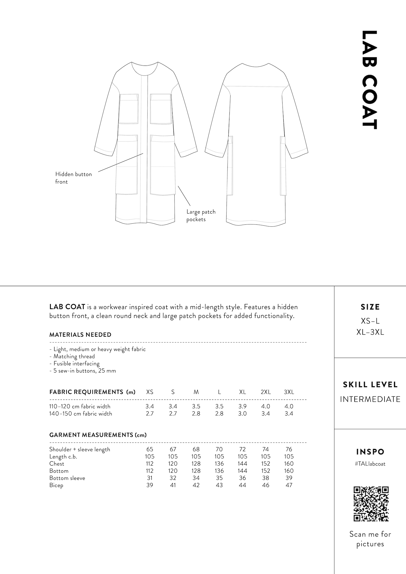 The Assembly Line Sewing Patterns Lab Coat A KIND CLOTH