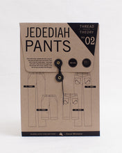 Load image into Gallery viewer, Jedediah Pants Sewing Pattern Packaging shows line drawings of both variations front and back.
