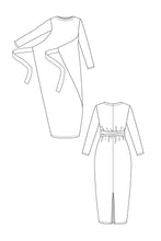 Load image into Gallery viewer, Line drawing of Kielo Wrap Dress.
