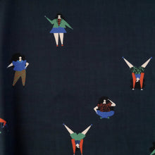 Load image into Gallery viewer, Close up of Cotton Lawn fabric shows pattern of people in various positions
