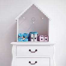 Load image into Gallery viewer, Small cubed packages wrapped in Lightening Lily Crystal Blue Cotton Fabric. Displayed in a cabinet next to jars of white buttons, and pink boxes.
