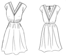 Load image into Gallery viewer, Byzance Dress line drawing front and back
