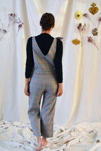 Load image into Gallery viewer, Back view of lady wearing Sailor Dungarees shows back V neckline
