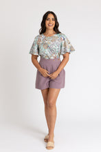 Load image into Gallery viewer, Lady wears a round neckline top with flutter short sleeves
